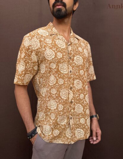 Mustard yellow floral shirt