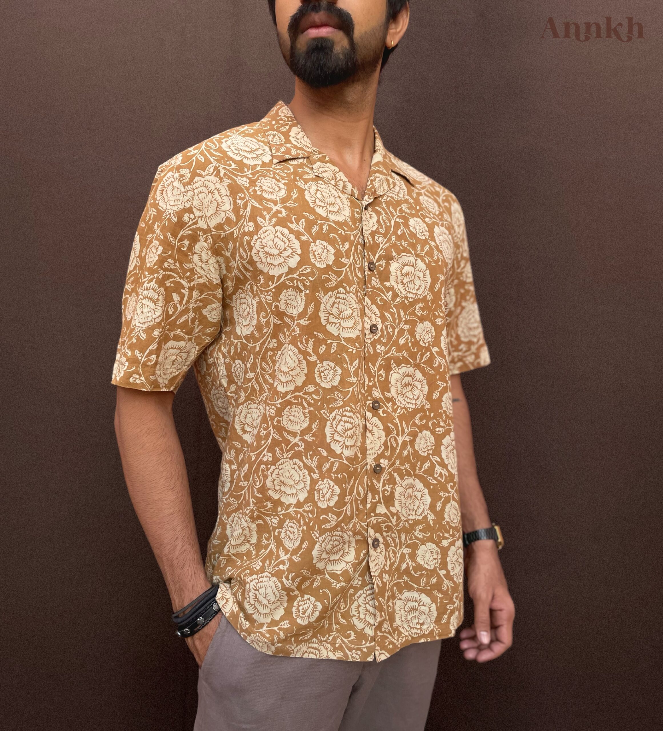 Mustard yellow floral shirt