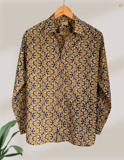 Indie-ochre kalamkari shirt